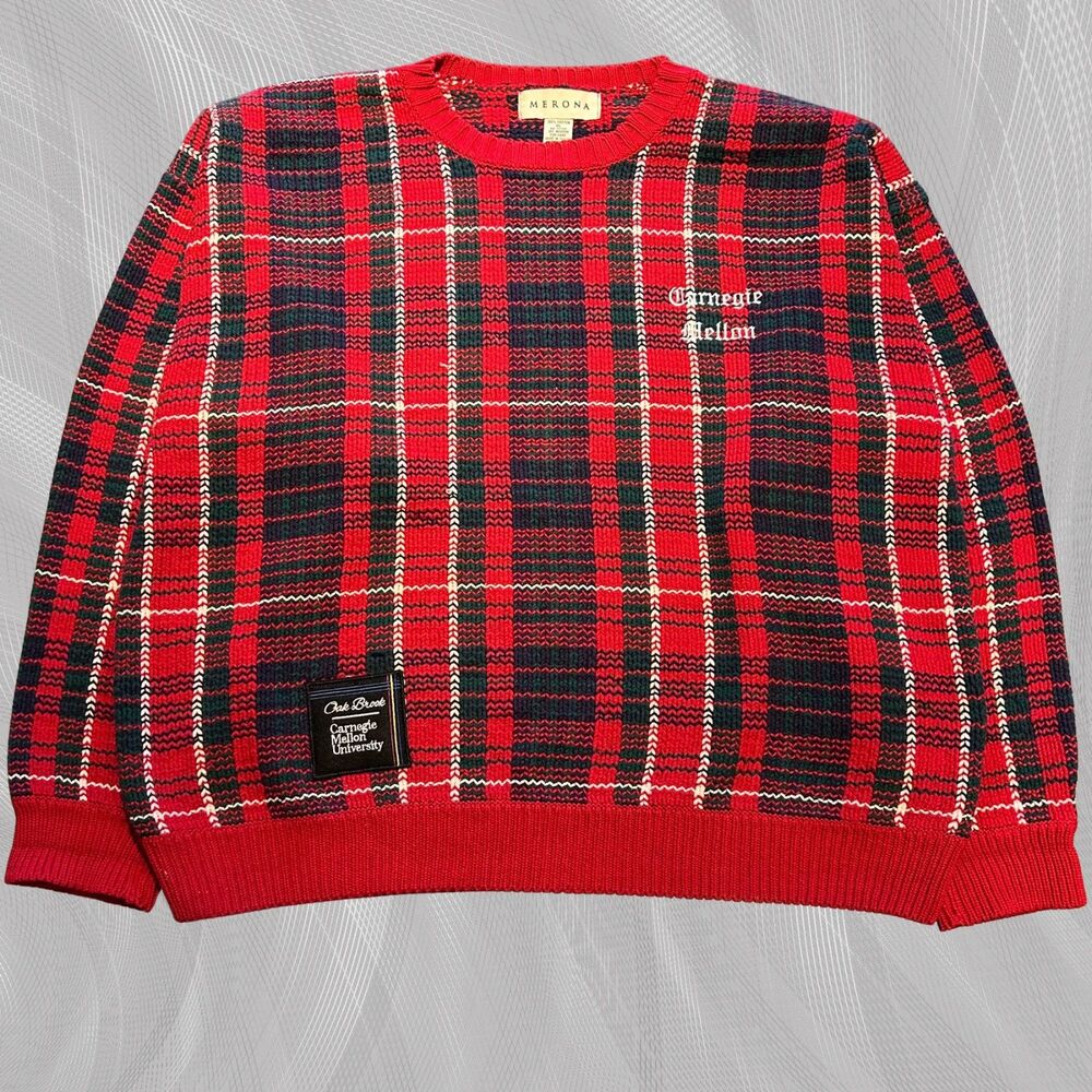 Oak Brook x Carnegie Mellon University Upcycled Tartan Plaid Sweater Size XL